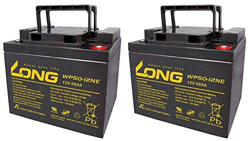 Lot de 2 batteries de rechange pour Invacare G2000 Kung Long 12 V 50 Ah au plomb résistant au cycle AGM VRLA