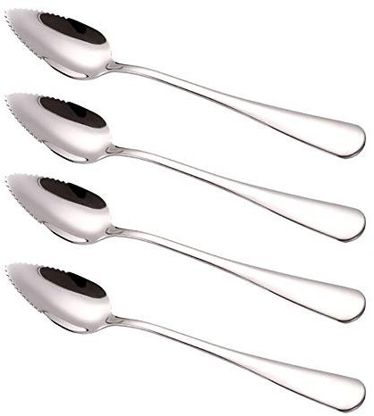 FSSTUD 4 Stück Edelstahl Grapefruitlöffel Fruchtlöffel Dessertlöffel für Apfel Kiwi Orange EIS