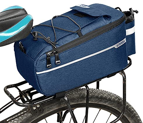 Lixada Bike Panniers Bike Trunk Bag Insulated Bag for Warm/Cool Items, Bicycle Rear Rack Storage Luggage Bicycle Seat Multifunctional Insulated Trunk Cooler Bag Shoulder Bag 11.4 6.3 6.7in (Dark Blue)