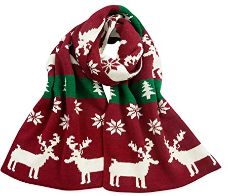 LumiSyne Bufanda Navidad Para Mujer Invierno Bufandas De Punto Reversible Patrones De Navidad Reno Copo De Nieve Larga Pashmina Fulares Chales Estola Grueso