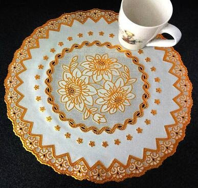 Manteles individuales para mesa de comedor CLORURO DE POLIVINILO Tabla de plástico de oro Place Mat Pad Ped Tazas de tela Copa de boda Té Coffee Coaster Placemat Taza Doily Bebida Cocina Decoración de