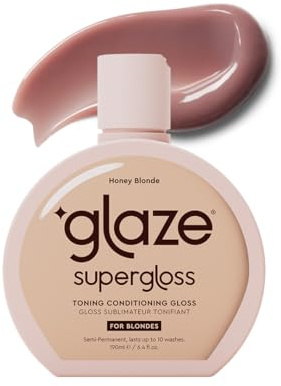 Glaze Super Gloss Color Conditioning Gloss – Honey Blonde for Medium to Dark Blonde Hair – Rinse Out Semi-Permanent Hair Gloss that Enhances Color and Boosts Shine & Hydration