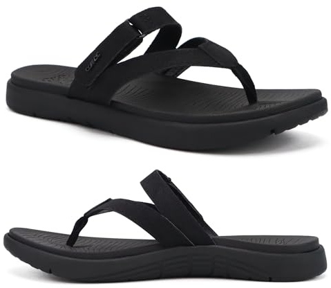 COFACE Chanclas Mujer Moda Ortopedicas Comodas Cuero Tela Elegantes Sandalias de Dedo Señora Diario Piel Verano Playa Piscina Flip Flop Ligera Abierta Chancletas Pala Antideslizante Goma Suela