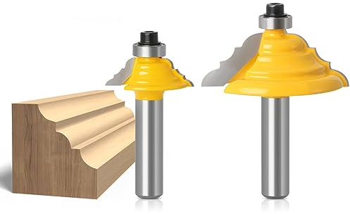 WSOOX 8 mm Schaft Classic Roman Ogee Kantenfräser 2PCS Architektonischer Formfräser Einfassung und Formen Kantenfräser