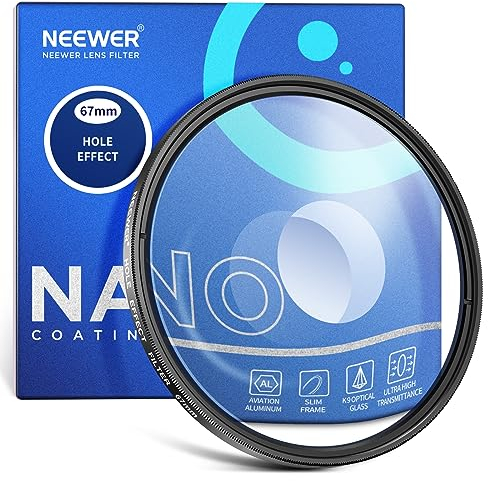 NEEWER 67mm Filtro a Spirale Halo per Lente di Fotocamera, Filtro Effetti Speciali a Prism in Vetro Ottico K9 Accessori per Lenti Fotografici con Effetto Alone Circolare Deformato con Visione Tunnel