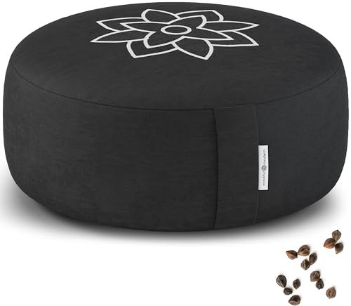 Mindful & Modern - Cojín de meditación grande para yoga Zafu, color negro