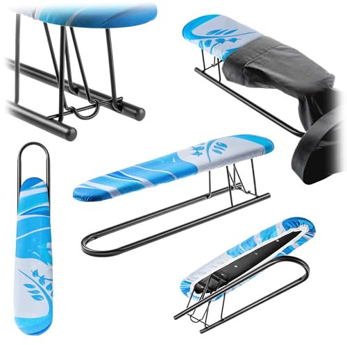 KADAX Planche à repasser pliable pour chemises 53 x 13 cm avec tapis en mousse de 5 mm et housse de planche à repasser amovible, planche à repasser pliable pour manches, fabriquée en UE (noir)