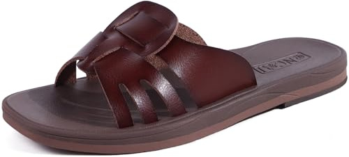 ONCAI Sandalias de para Mujer Planas Sandalias de moda Verano 2025 elegantes cómodas Beach sandalias Antideslizantes de goma Marrón Tamaño 39