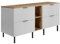 3E 3xE living.com Badezimmerschrank, Weiß/Eiche Craft + schwarzer Griff, 140 x 77 x 46 cm