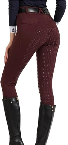 CGUOHU Reithosen Reithose aus Silikon, rutschfest, schnelltrocknend, eng anliegend, for Radsportprüfungen Reitleggings(Dark red,S)