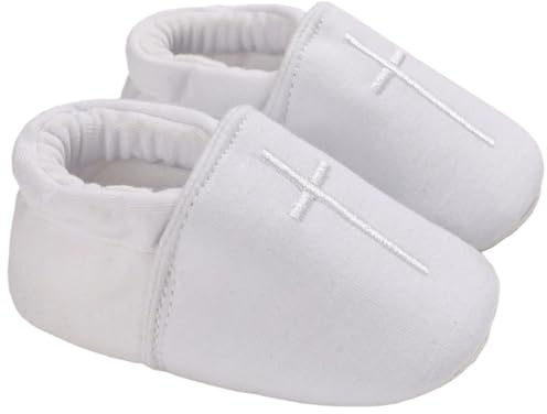 White Baby Shoes Cotton Soft Breathable Baptism Shoes for Baby Boy Girls Size 1..