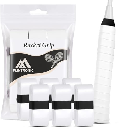 flintronic 6PCS Overgrips Padel, Empuñadura Pala Padel, Cintas De Agarre De Raqueta, Antideslizante y de Secado Rápido, Accesorios Padel, Cinta de Agarre para Mango, para Bádminton Tenis Blanco