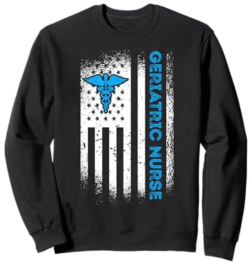Geriatric Nurse American Flag 4th of July Hospital Staff Sweatshirt