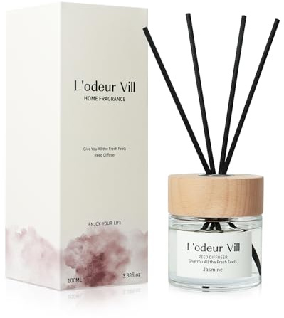 L'odeur Vill 100ml Difusor de Varillas/Jazmín/Ambientadores de Hogar, Ambientador Varillas/difusor de Aromas/para Decoración de Baños y Estanterías