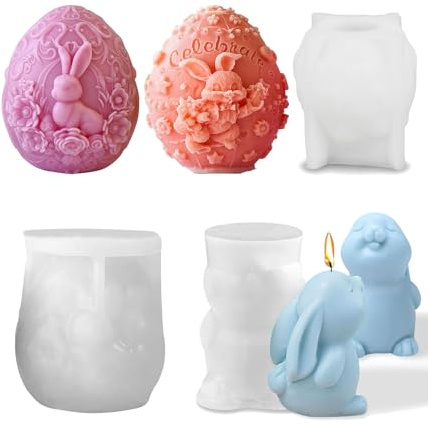 3 stampi per candele pasquali in silicone, per aromaterapia fai da te, sapone, gesso e cera di soia, 3 pezzi