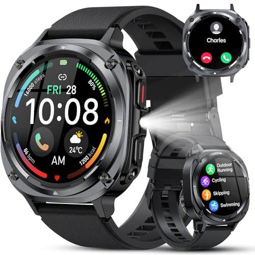 TIMU Smartwatch Uomo, 1,45 HD Orologio Smartwatch Uomo con Chiamata Bluetooth 5.3, 114+ Modalità Sportive, Sonno/Cardiofrequenzimetro/Contapassi, IP68 impermeabile Smart Watch per Android iOS, Nero