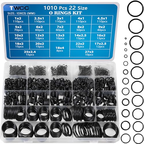 ZDBB 1010 Stück Gummi-O-Ringe-Set, 22 Größen, Universal-Nitril-NBR-Unterlegscheiben-Dichtungs-Sortiment für Automobil-Wasserhahn, Druckleitungen, Luft- oder Gasanschlüsse, öl- und hitzebeständig