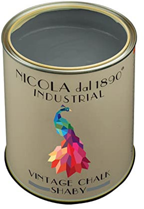 Pintura efecto vintage de la línea Shabby de tiza a base de agua, para interiores y exteriores, acabado mate, color industrial, tamaño 0,25 litros.