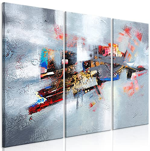 murando Cuadro Acústico Abstracto 135x90 cm espuma acústica absorbe el sonido aislamiento lienzo de 3 piezas Decoración de Pared plata como pintado a-A-0455-b-e