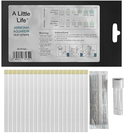 A Little Life Ammonia Tester Strips, NH3/NH4 Aquarium Test Kit (20-100x) (20 Strips)