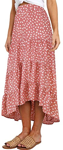 SimpleFun Womens Maxi Skirts for Summer Elastic High Waist Asymmetric Hem Long Skirt Dress (Floral7,M)