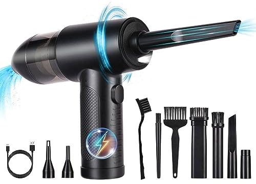URAQT 2-in-1 Staubgebläse Druckluft, Staubsauger Tastatur Reinigungsset mit LED-Licht, 91000 U/min Elektrische Druckluftspray Reiniger, Mini Handstaubsauger für PC,Laptop,Sofa,Auto Zubehör Reinigung