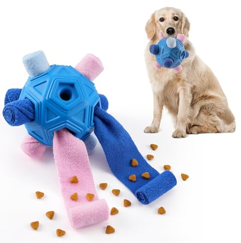 Tesytto Chewers Kauspielzeug für Hunde, interaktiver langlebiger Schnüffelball für Hunde zur Nahrungssuche,Schnüffelmatte,Slow-Food-Training,um Langeweile zu lindern und anzuregen (Glücksblau)