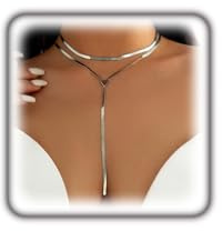 GIGB PBDK Chunky Gold Choker Necklace for Women,Trendy Silver Statement Necklace Long Snake Chain Drop Necklace,Charm Prom Body Jewelry Accessories Gifts (Silver1)