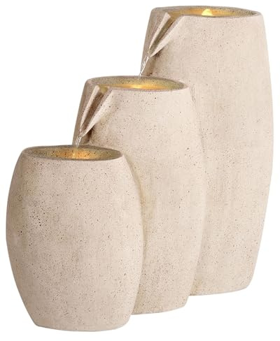 Fuente de jardín Exterior Cascada con luz LED Enchufe Beige Arkle