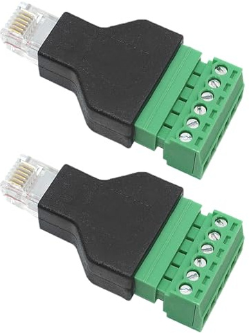 CEMYDEYO Lot de 2 connecteurs modulaires RJ12 6P6C mâle vers bornes à vis 6 broches mâle adaptateur CCTV pour rallonge de câble de combiné téléphonique Cat3
