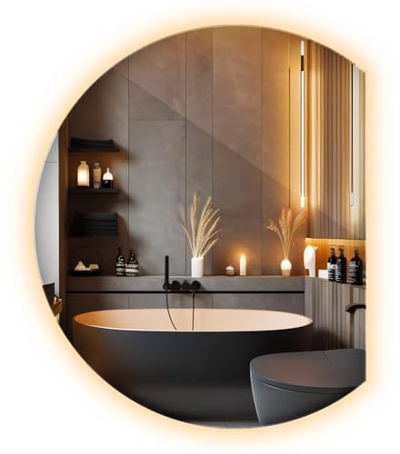Vanity Miroir LED 70x80 Cm Lumineux avec Éclairage Indirect, Bords Découpés et Lumière Chaude – Décoration Murale Forme Originale pour Intérieur de Style Moderne ou Scandinave