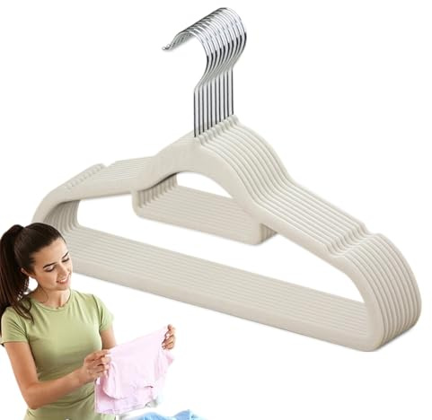 Cintres Antidérapants,Cintres Fins Antidérapants pour Vêtements | 10X Cintres sans Traces Compact Gain de Place à Crochet Pivotant pour Armoire Buanderie Dortoir