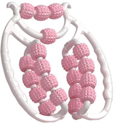 Masseur de Jambes Multifonction Rose - 20 roues - Favorise la circulation sanguine, ABS Portatif Masseur Musculaire, Rouleau de relaxation musculaire, masseur amincissant et sculptant