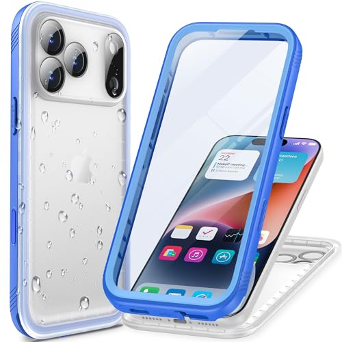 Cozycase Top 360 Vattentätt Stöttåligt Skal för iPhone 18 Pro/17 Pro, Blå | Militär Fodral Waterproof Shockproof Rugged Full Body Case med Full Skärm Kamera Skydd Skärmskydd Kameraskydd Mobilskal