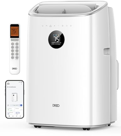 DREO climatizzatore portatile 7500 BTU 3-in-1 raffreddamento/ventilazione/deumidificazione,silenzioso per camera e ufficio,controllo app e vocale,senza drenaggio,kit finestra,2,5 L/h,AC318S