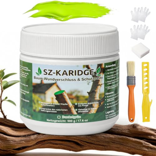 Cera de árbol de 500 g, cierre para heridas para árboles, pasta para heridas y tiritas de árboles, para árboles frutales, bonsái y arbustos (verde oscuro, aspecto natural)