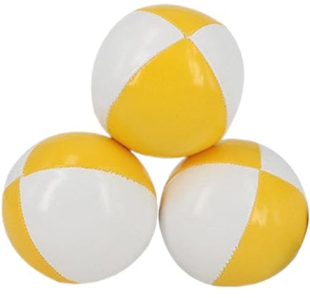 SZLIFE 3 Palline da, Gioco in Pelle PU Liscia, Riempite con Granuli di PP, Consistenza Morbida, Adatte per L'allenamento dei Bambini E dei, Giallo Bianco