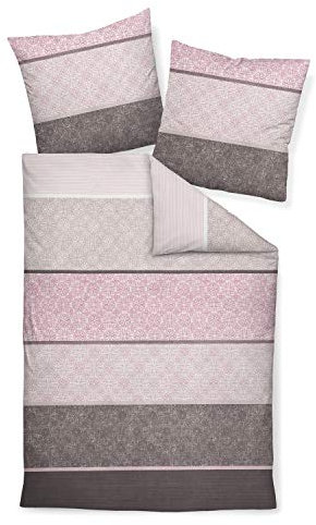 Janine 65016 Davos - Juego de cama (135 x 200 cm y 80 x 80 cm, franela fina), color morado