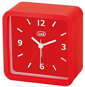 Trevi SL 3820 Sveglia con Grande Quadrante, Finitura Gommata e Cover Silicone Antiurto, Movimento Silenzioso Sweep, Appendibile a Parete, Rosso