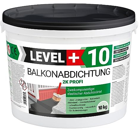 Balkonabdichtung 10 kg, flexibel Dichtschlämme 2K, Abdichtung, Terrasse, Balkone, Keller, Dusche, Bad, Schwimmbäd, RM10