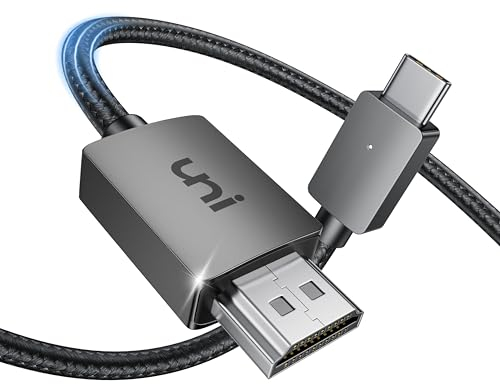 uni USB C auf HDMI Kabel 4K UHD, Thunderbolt 4/3 Typ C auf HDMI für Heimkino/Arbeit (Aluminium, geflochten) für iPhone 15/16, MacBook Air/Pro, iPad Pro, Samsung S23/S10, Surface Pro usw.