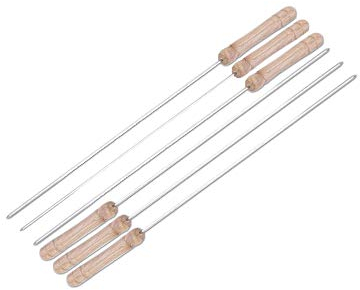 EUROXANTY Pinchos para Barbacoa | Brochetas metálicas | Pinchos cuadrados para barbacoa | Con mango de madera | Pinchos largos de barbacoa | 42 CM PACK 6 UNIDADES
