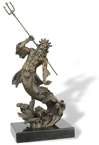 Bronsfigur poseidon god of the sea mytologi skulptur antik stil 30 cm