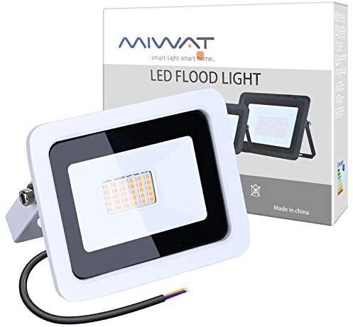 MIWATT Faretti LED Esterni 30W Luci LED Esterne IP68 2300 Lumens, Luce Bianca Calda, Parco, Patio, Giardino, Garage...