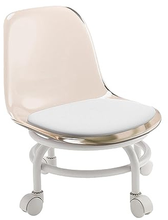 JISADER Tabouret Bas Roulant, siège Bas à roulettes avec Dossier, Tabouret de pédicure Tabouret de Chaise pivotant à 360° Tabouret Roulant Rotatif à 360° pour, Brun