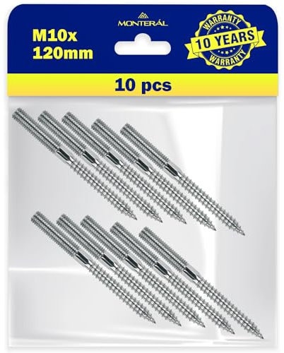 10 Pezzi Viti Doppio Filetto M10 сon una Lunghezza di 120 mm - Garanzia di 10 Anni - MONTERAL