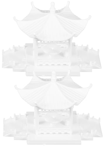 Abaodam 2stücke Teiliges Modell Pavilion Miniatur Garten Dekoration Material Elegant Und Realistisch Für Bonsai Und Landschaftsgestaltung Gartenornamente