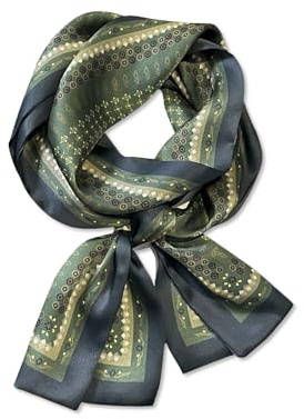 LumiSyne Femme Foulard En Soie Étroit Écharpe Maigre Longue Motif Géométrique Style Rétro Classique Écharpe Légère Décoratif Fichu Cheveux Bandeau Au Poignet Cravate Ceinture Poignée Ruban Bandanas