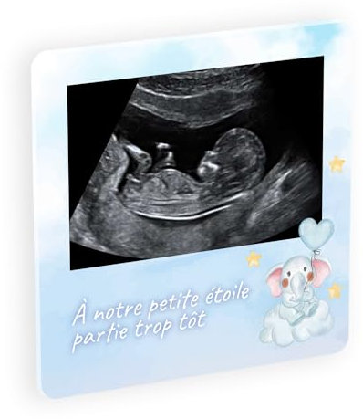 Plaque Souvenir commémorative en plexiglass pour Le deuil périnatal, Hommage funéraire Personnalisable pour Enfant décédé avec Photo et Texte, Fixation adhésive, 8x8 cm ou 12x12 cm