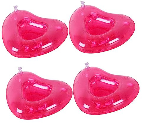 Gogogmee 4piezas Tapete Para Cerveza Inflable Pvc Diseño Corazón Para Fiestas Piscina Playa